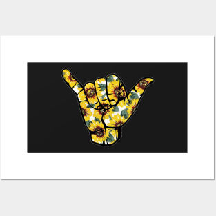 Sunflower Shaka Hand Posters and Art